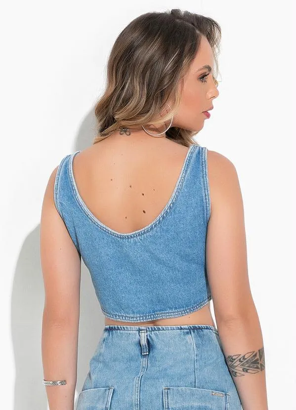 Sawary Jeans - Blusa Jeans Claro em Jeans 2