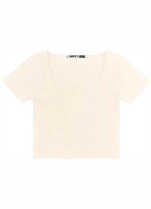 Minty - Blusa Juvenil Manga Curta em Ribana Bege - MINTY