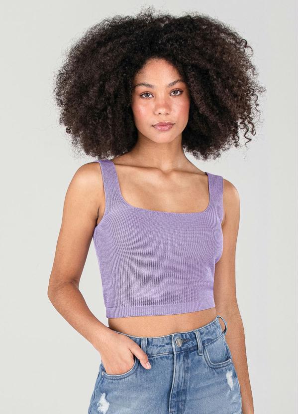 Enfim - Blusa Lilás Cropped Tricô Feminino