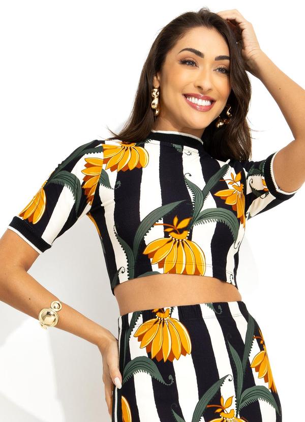 Farm - Blusa Listra de Banana Preto