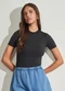 Sofie - Blusa Manga Curta em Microfibra Verde - variação: Preto