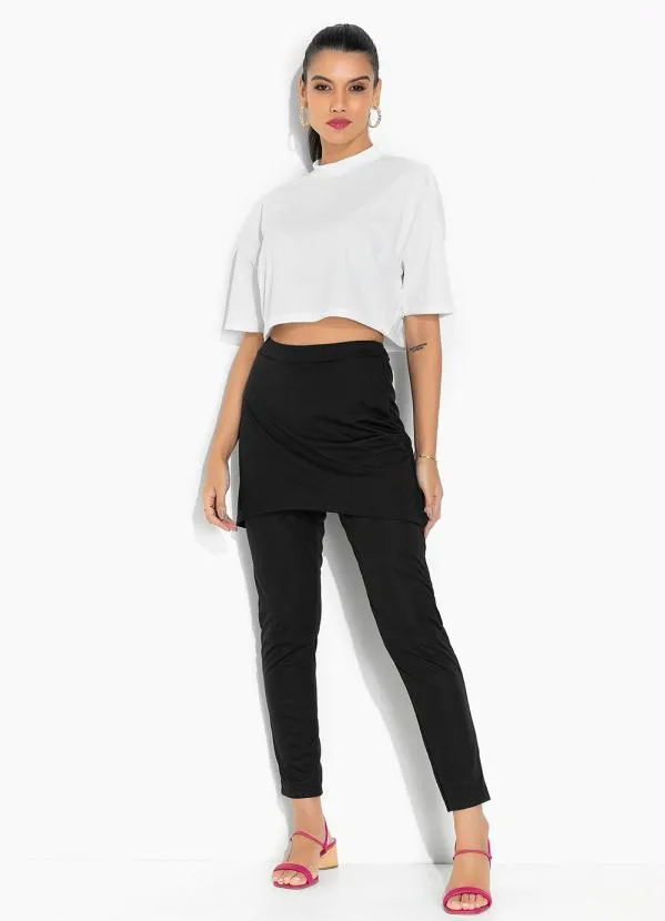 Moda Pop - Blusa Off White com Gola e Mangas Curtas 3