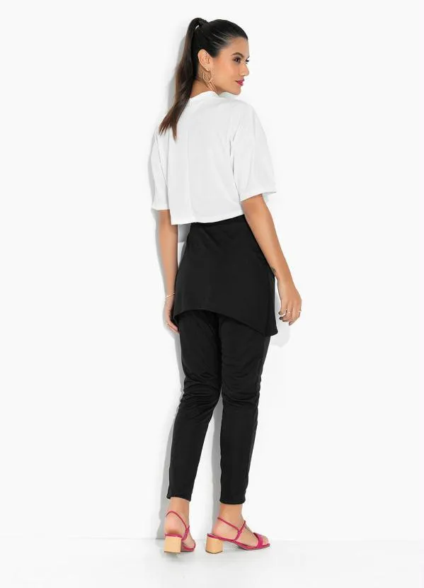 Moda Pop - Blusa Off White com Gola e Mangas Curtas 4