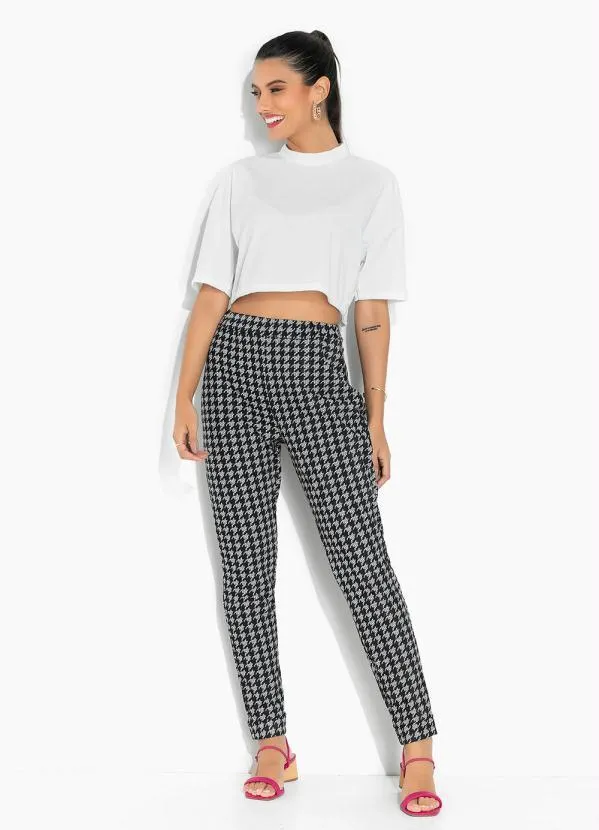 Moda Pop - Blusa Off White com Gola e Mangas Curtas 5