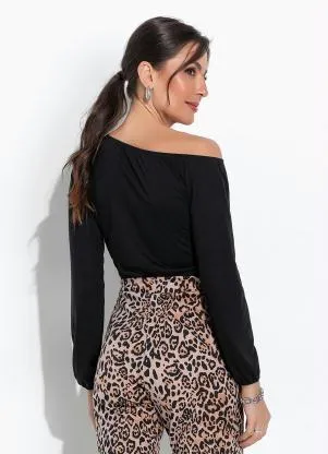 Moda Pop - Blusa Preta com um Ombro Só - MODA POP