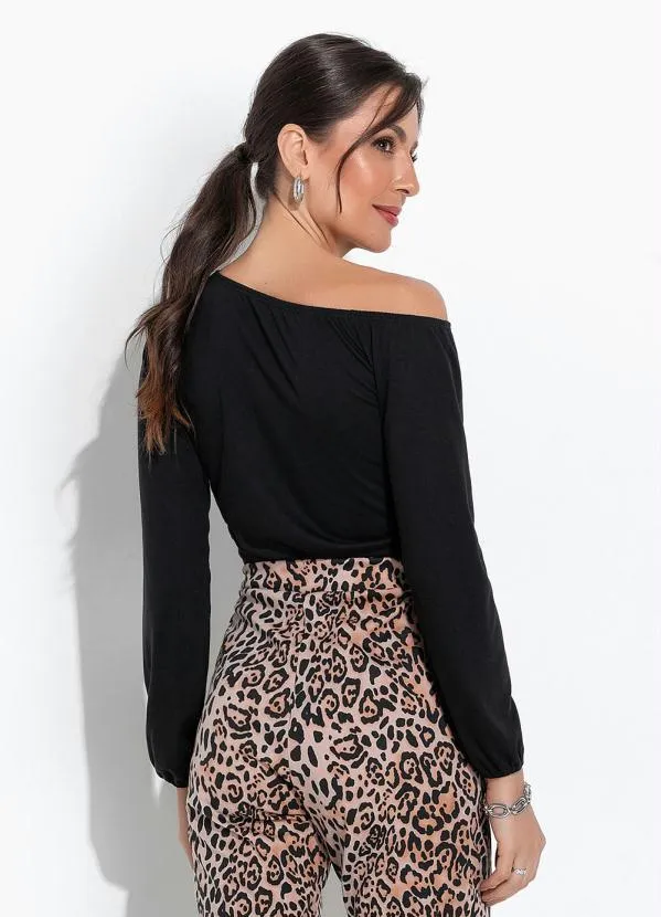 Moda Pop - Blusa Preta com um Ombro Só 2