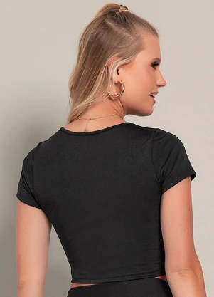 Moda Pop - Blusa Preto em Malha com Elastano - MODA POP