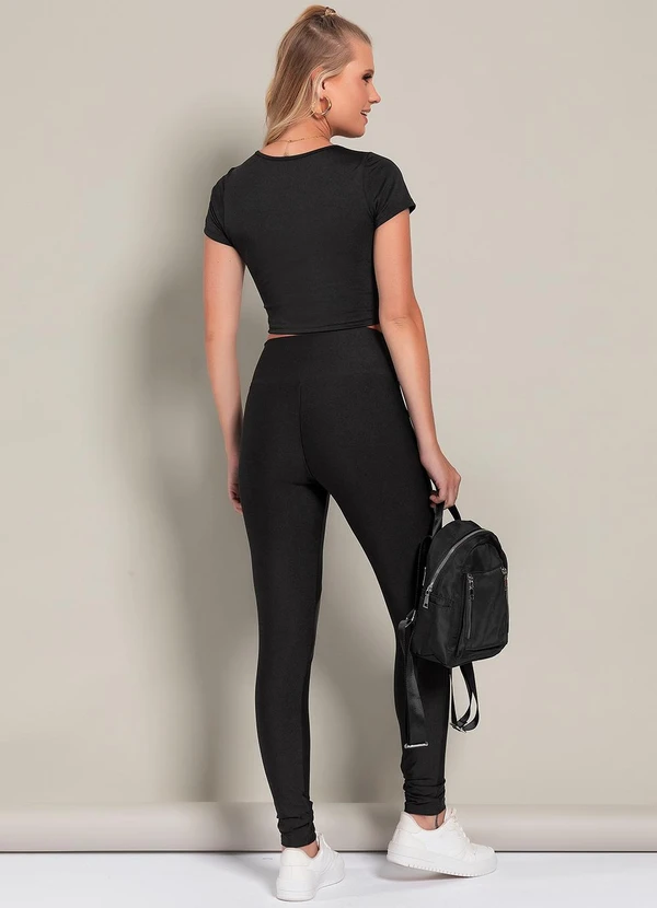 Moda Pop - Blusa Preto em Malha com Elastano 4