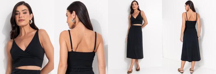 Blusa Preto em Malha Crepe