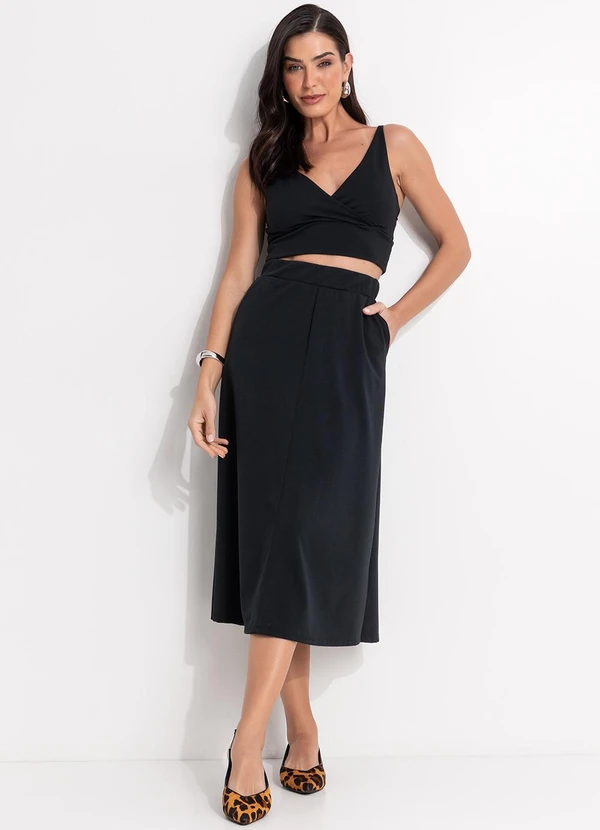 Quintess - Blusa Preto em Malha Crepe