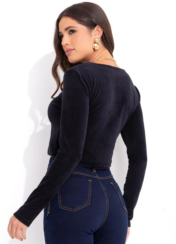 Bimini - Blusa Preto em Malha Plush 2