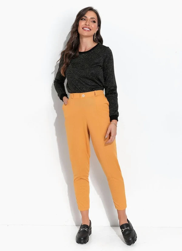 Moda Pop - Blusa Preto em Moletom Metalizado 3