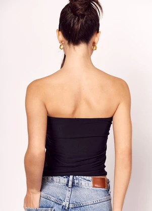 Sofie - Blusa sem Alça em Malha Microfibra Preto - SOFIE