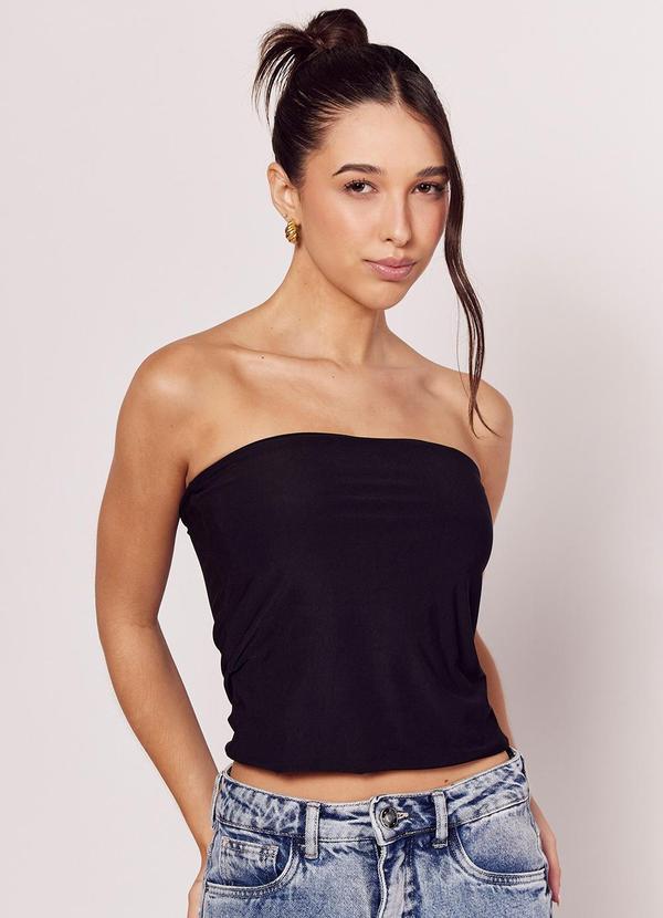 Sofie - Blusa sem Alça em Malha Microfibra Preto