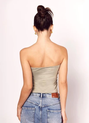 Sofie - Blusa sem Alça em Malha Microfibra Verde - SOFIE