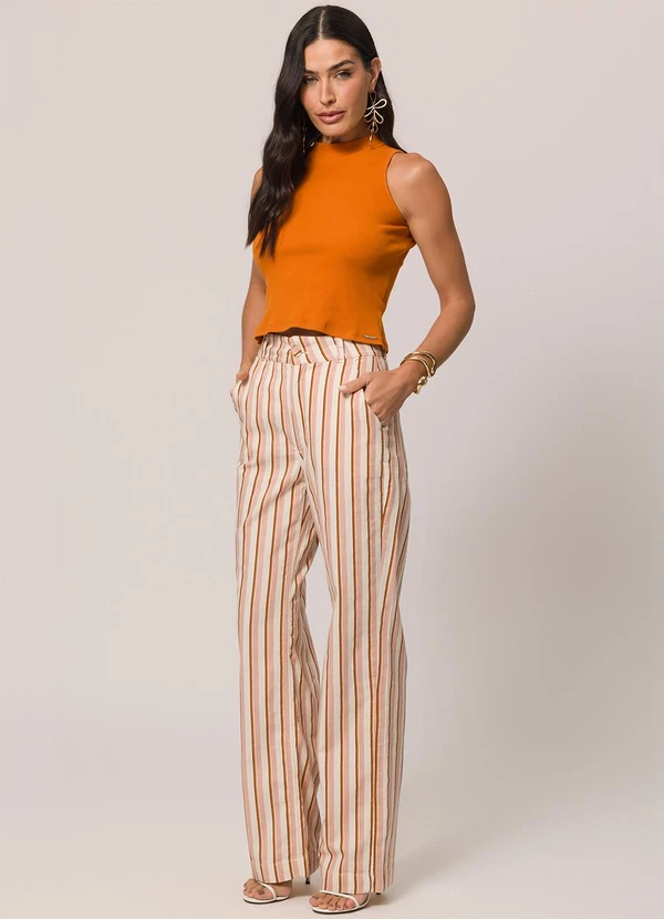 Doce Trama - Blusa sem Manga em Ribana Laranja 3