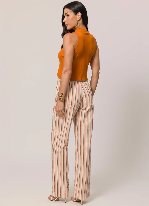 Doce Trama - Blusa sem Manga em Ribana Laranja 4