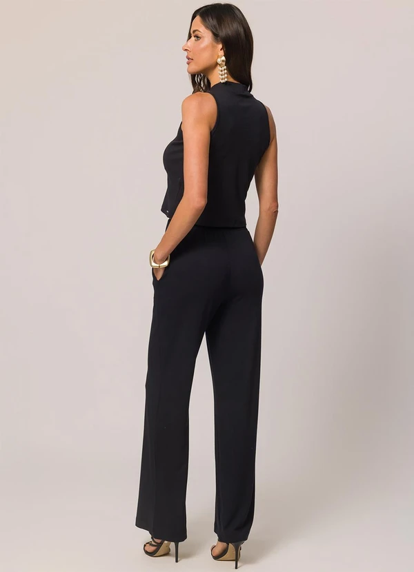 Doce Trama - Blusa sem Manga em Ribana Preto 4