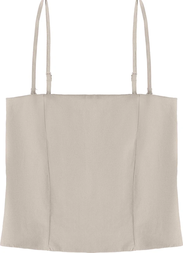 Enfim - Blusa Taupe Justa em Viscolinho 4