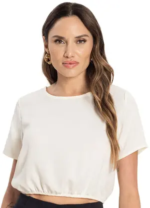 Endless - Blusa Tecido Plano Feminina Bege - ENDLESS
