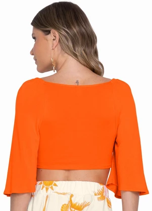 Rovitex - Blusa Top Feminina com Efeito Laço Laranja - ROVITEX