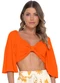 Rovitex - Blusa Top Feminina com Efeito Laço Preto - variação: Laranja
