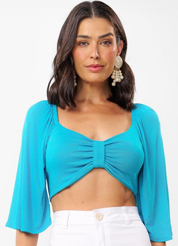 Rovitex - Blusa Top Feminina com Efeito Laço Verde