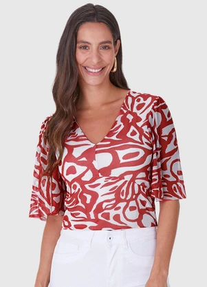 Malwee - Blusa Veemelha Cropped Abstrata Tule - MALWEE