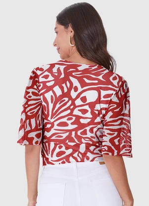 Malwee - Blusa Veemelha Cropped Abstrata Tule - MALWEE