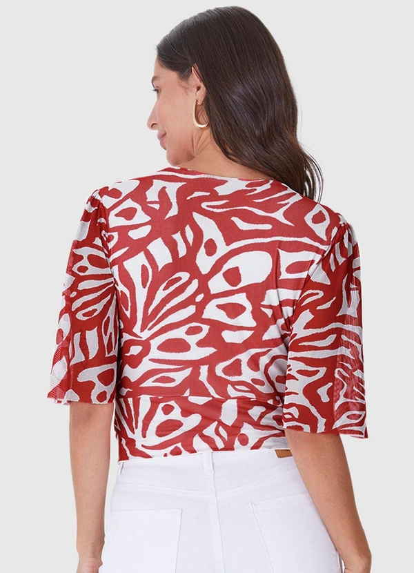 Malwee - Blusa Veemelha Cropped Abstrata Tule 2