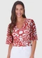 Malwee - Blusa Veemelha Cropped Abstrata Tule - variação: Veemelha
