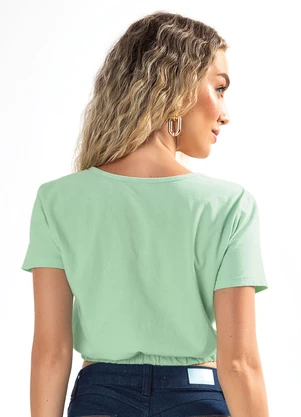 Moda Pop - Blusa Verde Claro em Malha de Algodão - MODA POP