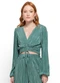 Enfim - Blusa Verde  Cropped Acetinada Plissada - variação: Verde