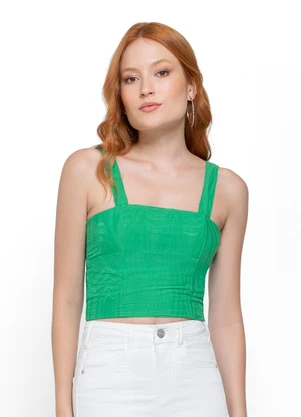 Enfim - Blusa Verde Cropped Bordada - ENFIM