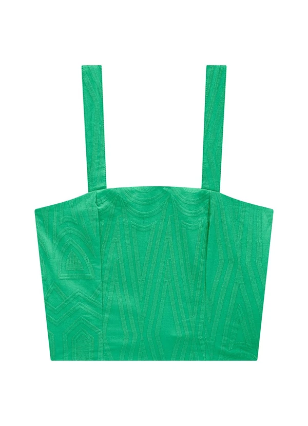 Enfim - Blusa Verde Cropped Bordada 3