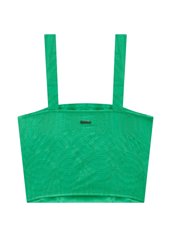 Enfim - Blusa Verde Cropped Bordada 4