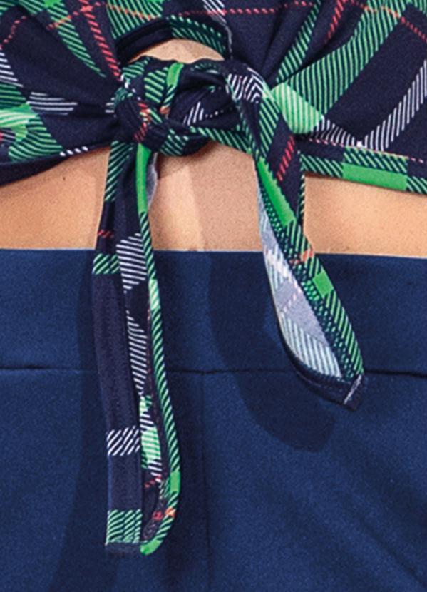 Moda Pop - Blusa Xadrez Marinho com Gota e Amarração 6