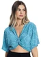 Rovitex - Blusa com Traanspassado em Forma de Nó Azul - variação: Azul