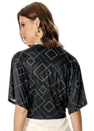 Rovitex - Blusa Cropped Geometrica Preta - ROVITEX