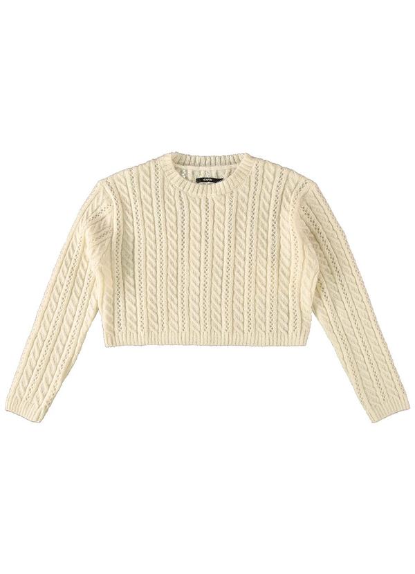 Enfim - Blusão Cropped em Tricô Bege