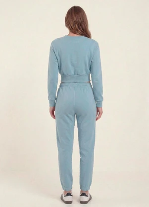Just Basic - Blusão Cropped Feminino Moletom Azul - JUST BASIC