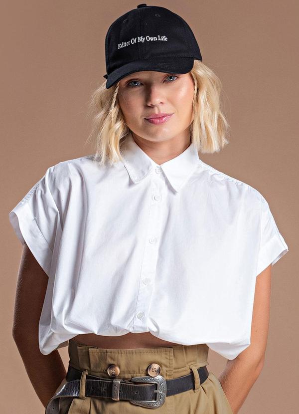 Choyee - Camisa Cropped em Tricoline Branco