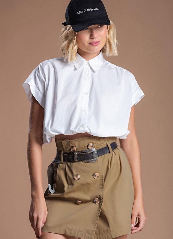 Choyee - Camisa Cropped em Tricoline Branco 5