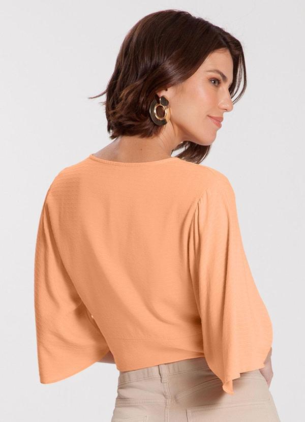 Lunender - Camisa Cropped em Viscose Laranja 2