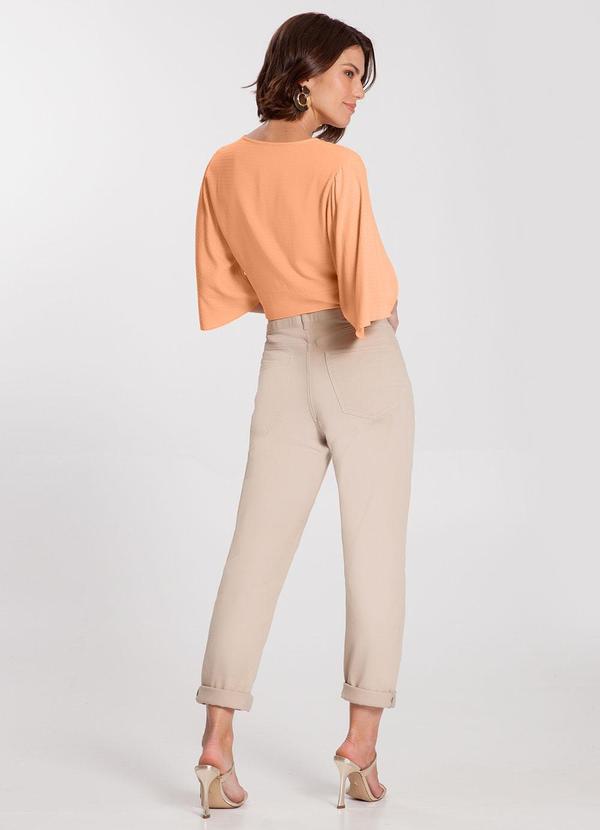 Lunender - Camisa Cropped em Viscose Laranja 4