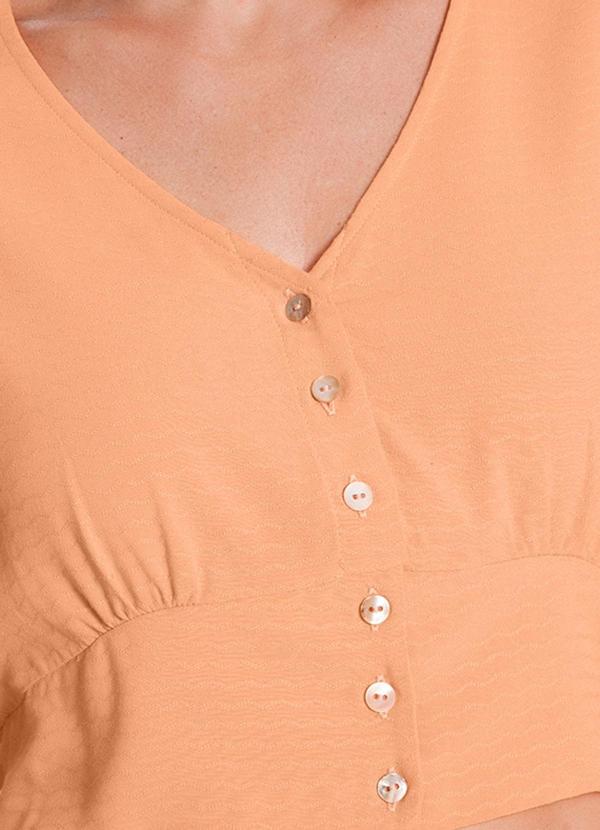 Lunender - Camisa Cropped em Viscose Laranja 5