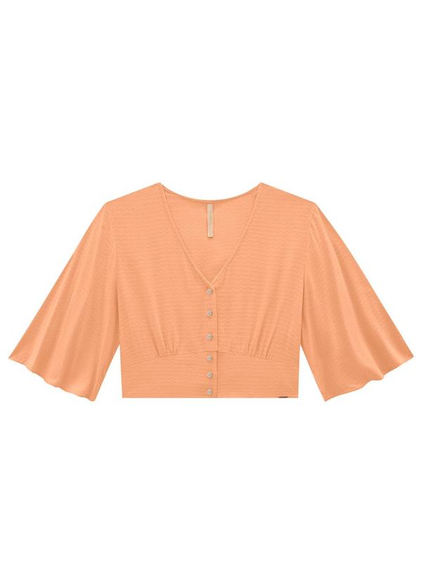 Lunender - Camisa Cropped em Viscose Laranja 6