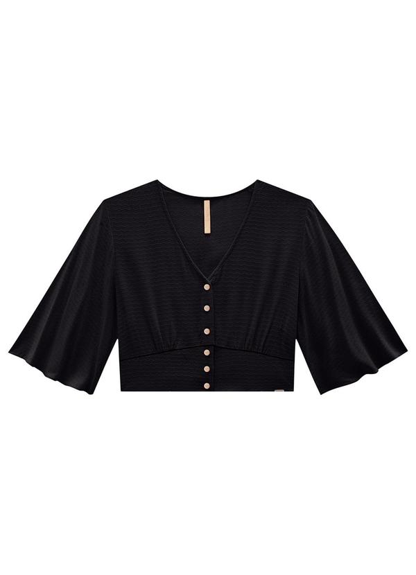 Lunender - Camisa Cropped em Viscose Preto