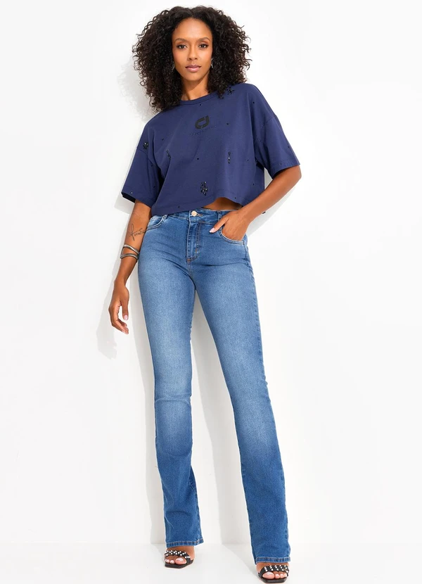 Colcci Jeans - Camiseta Bordada com Aplicação Cj Azul 3