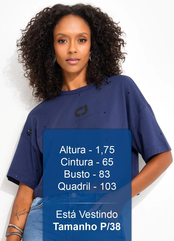 Colcci Jeans - Camiseta Bordada com Aplicação Cj Azul 5